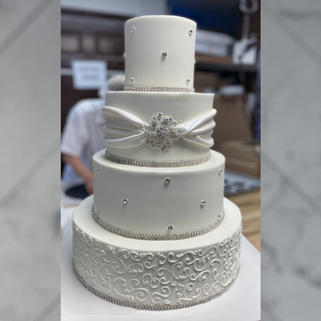 Silver Accents Wedding Cake Palermo Custom Cakes