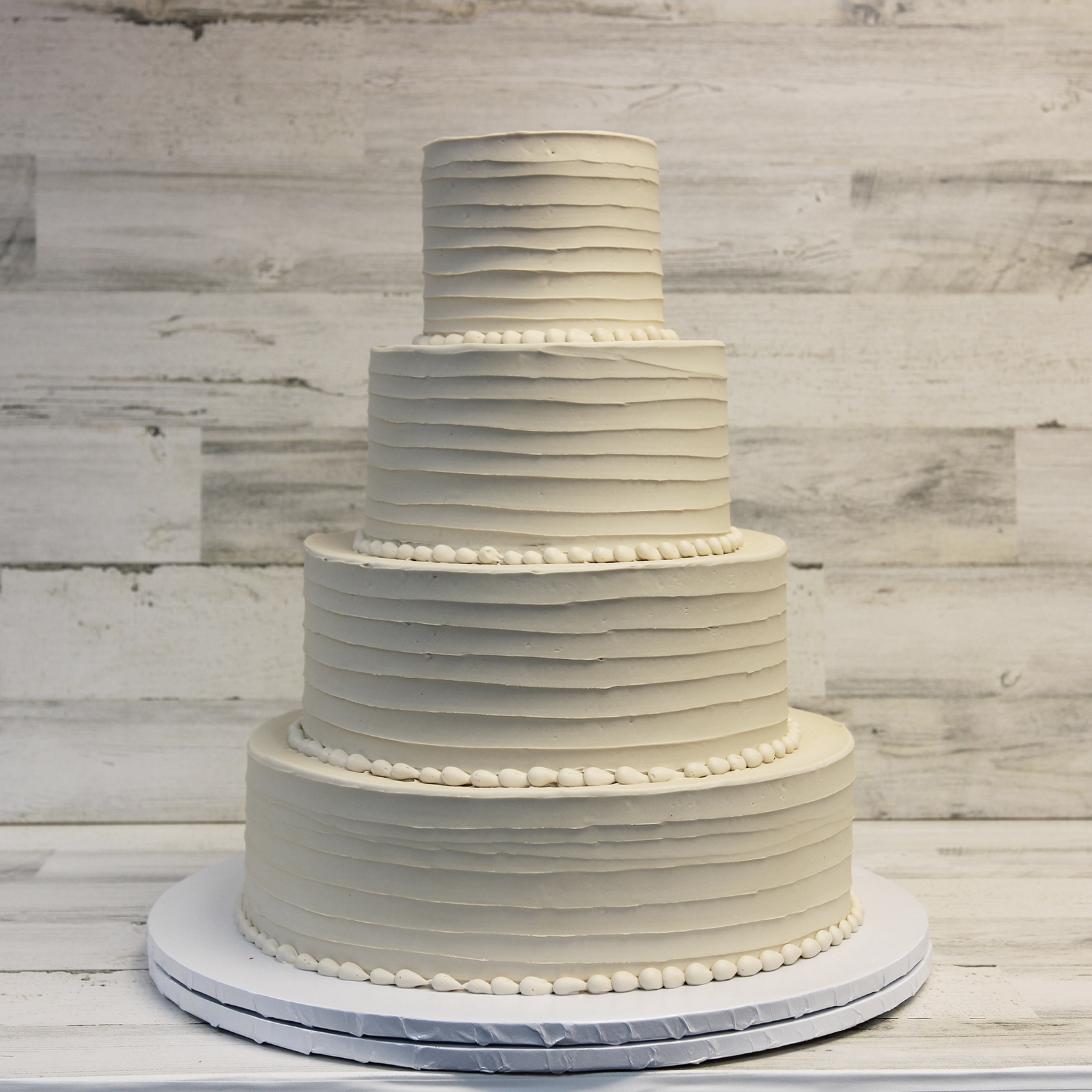 Rustic Lines Ivory Wedding Cake