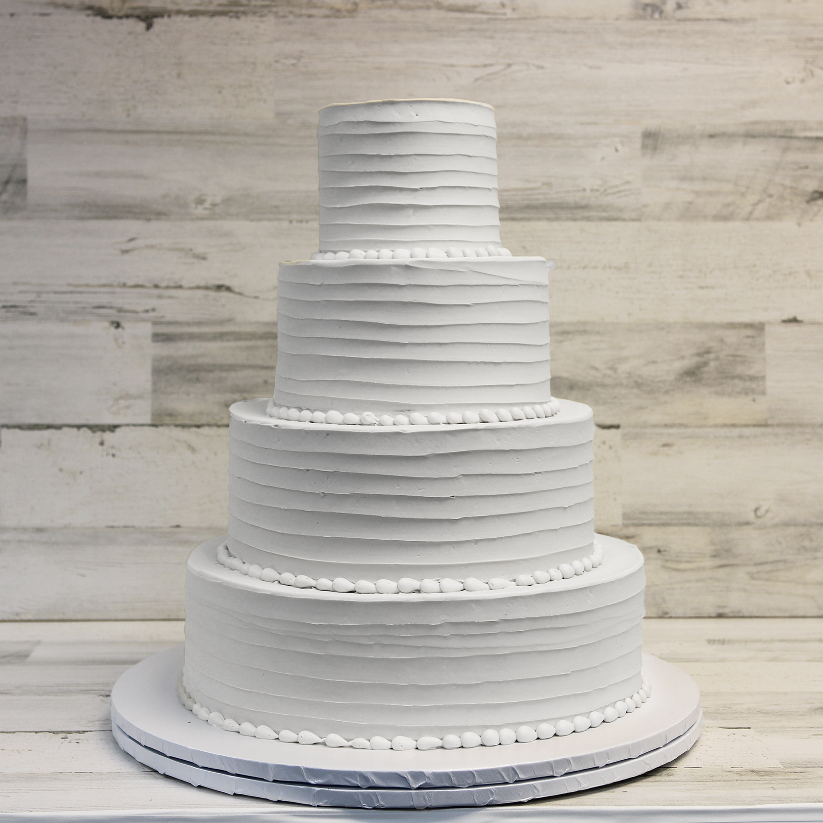 Rustic Lines White Wedding Cake