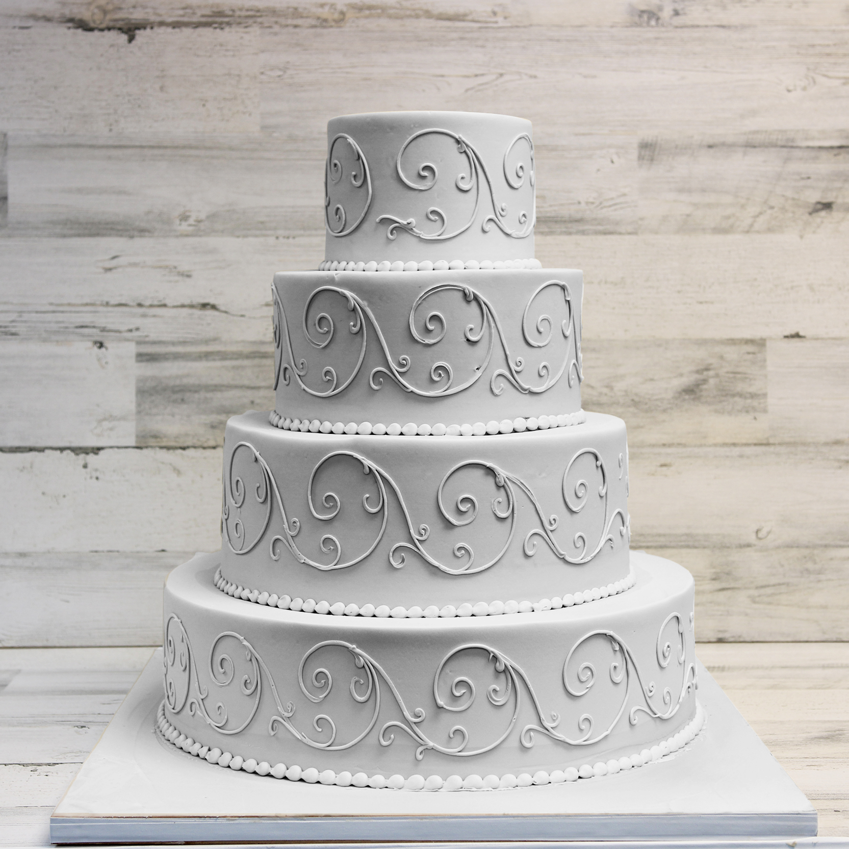 Swirls White/Ivory Wedding Cake