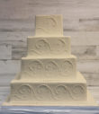Square Swirls White/Ivory Wedding Cake