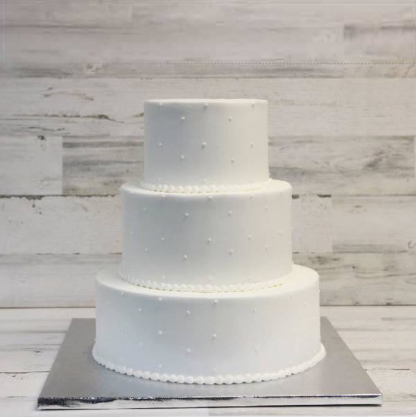 Pindot White Wedding Cake