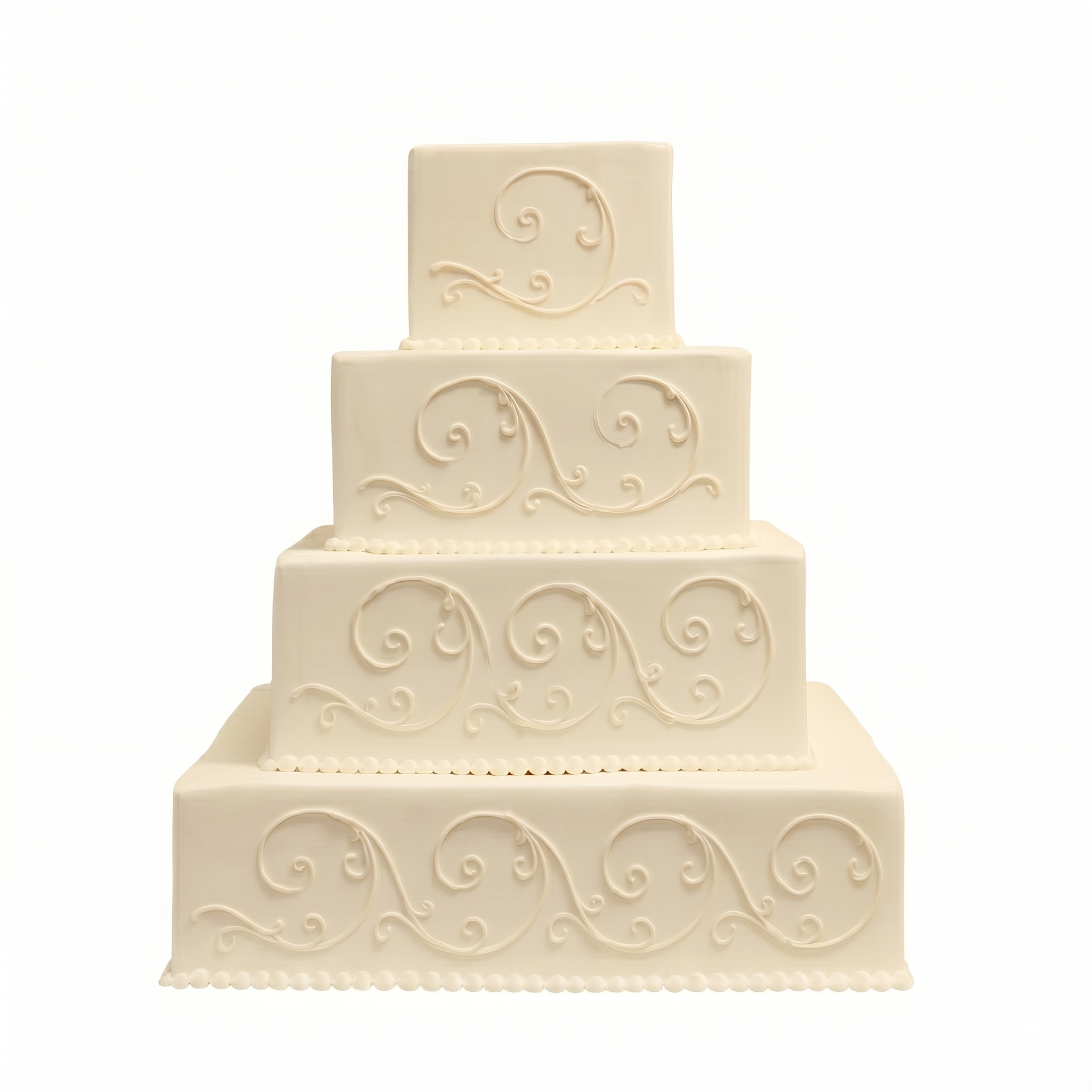 Square Swirls Ivory Wedding Cake