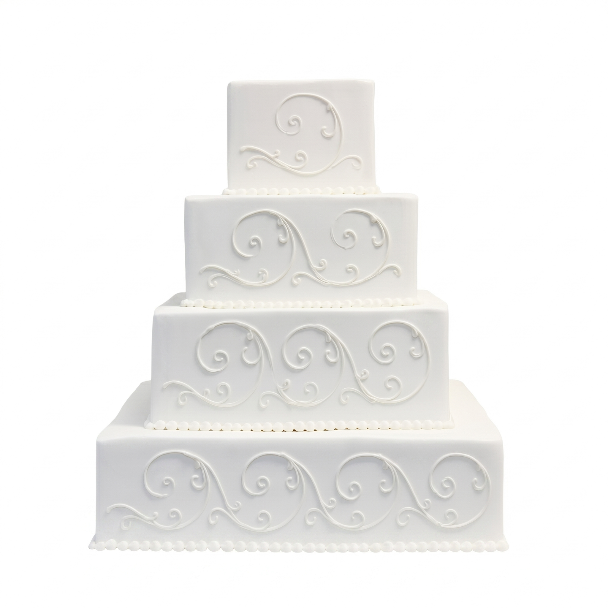 Square Swirls White Wedding Cake