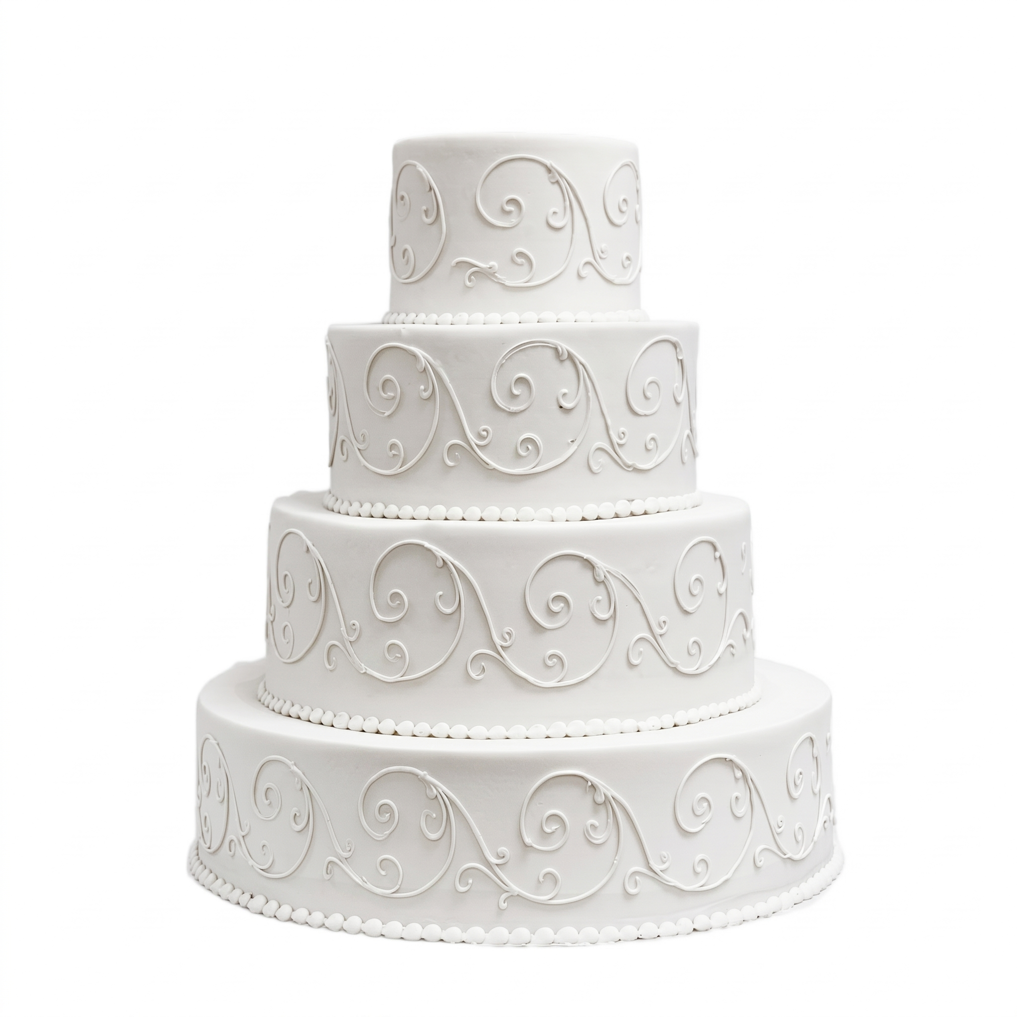 Swirls White Wedding Cake