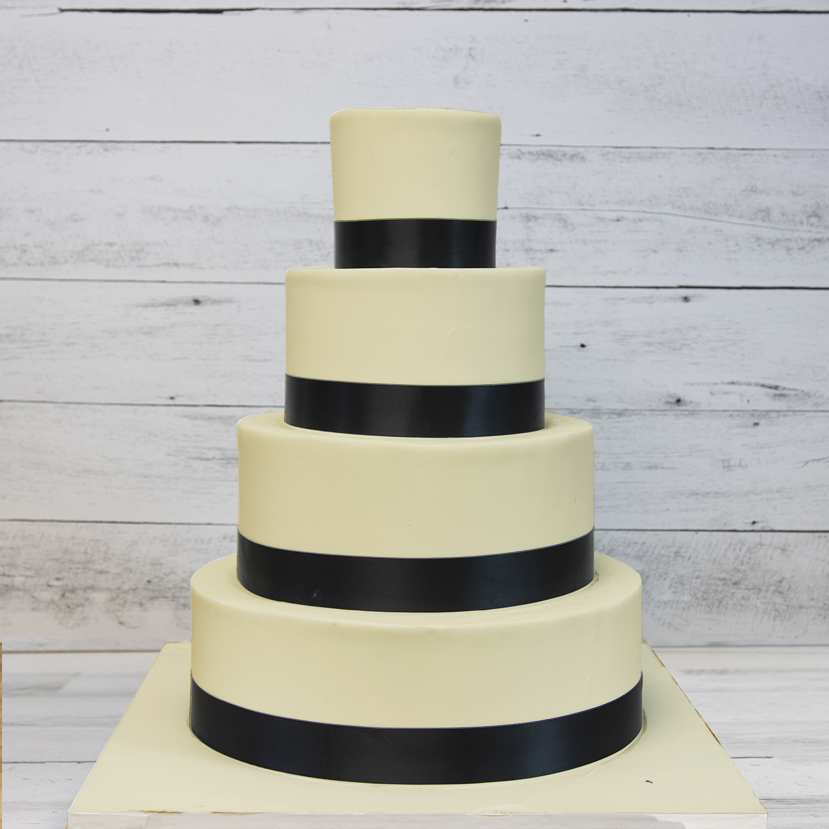 Simple Ribbons Ivory Wedding Cake