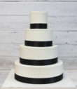 Simple Ribbons White Wedding Cake