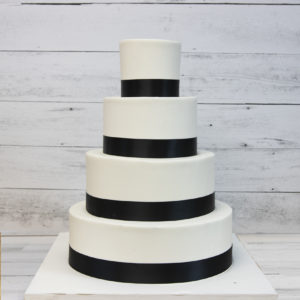 Simple Ribbons White Wedding Cake