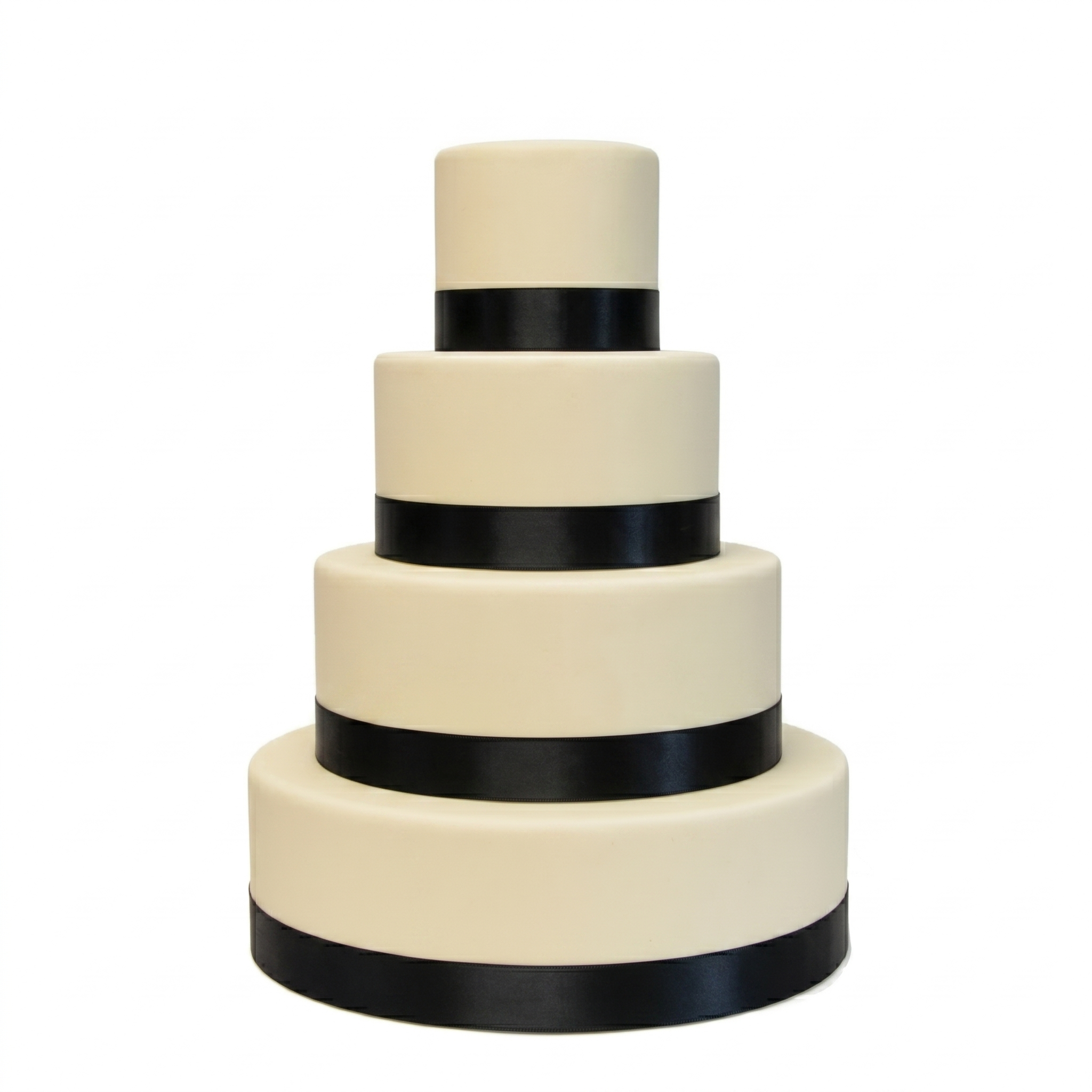 Simple Ribbons Ivory Wedding Cake