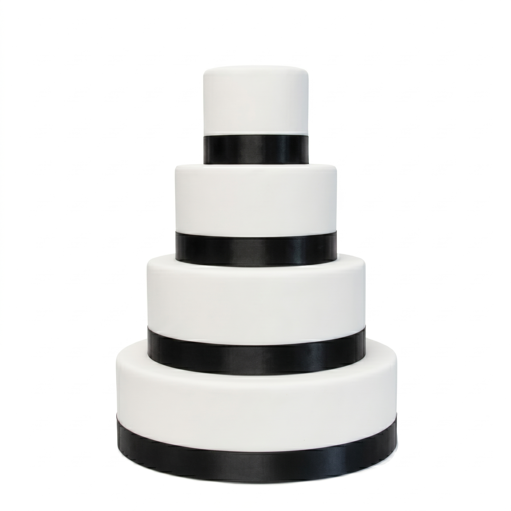 Simple Ribbons White Wedding Cake