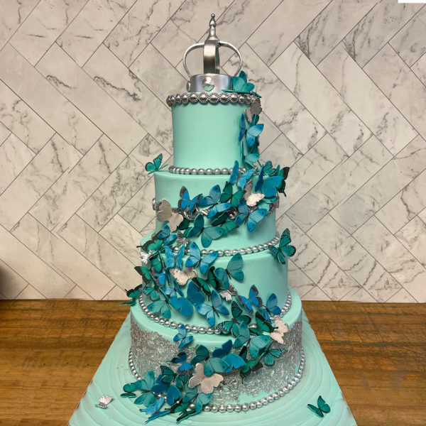 Butterfly Teal Cake