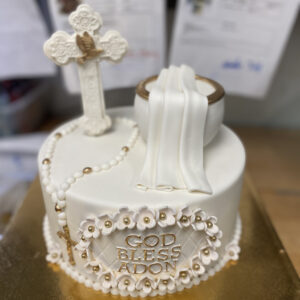 Rosary & Cross Baptism Cake