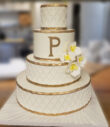 Gold Stripes Wedding Cake