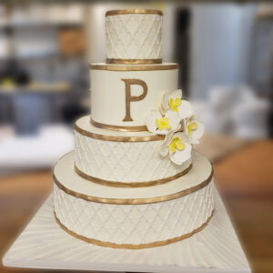 Gold Stripes Wedding Cake