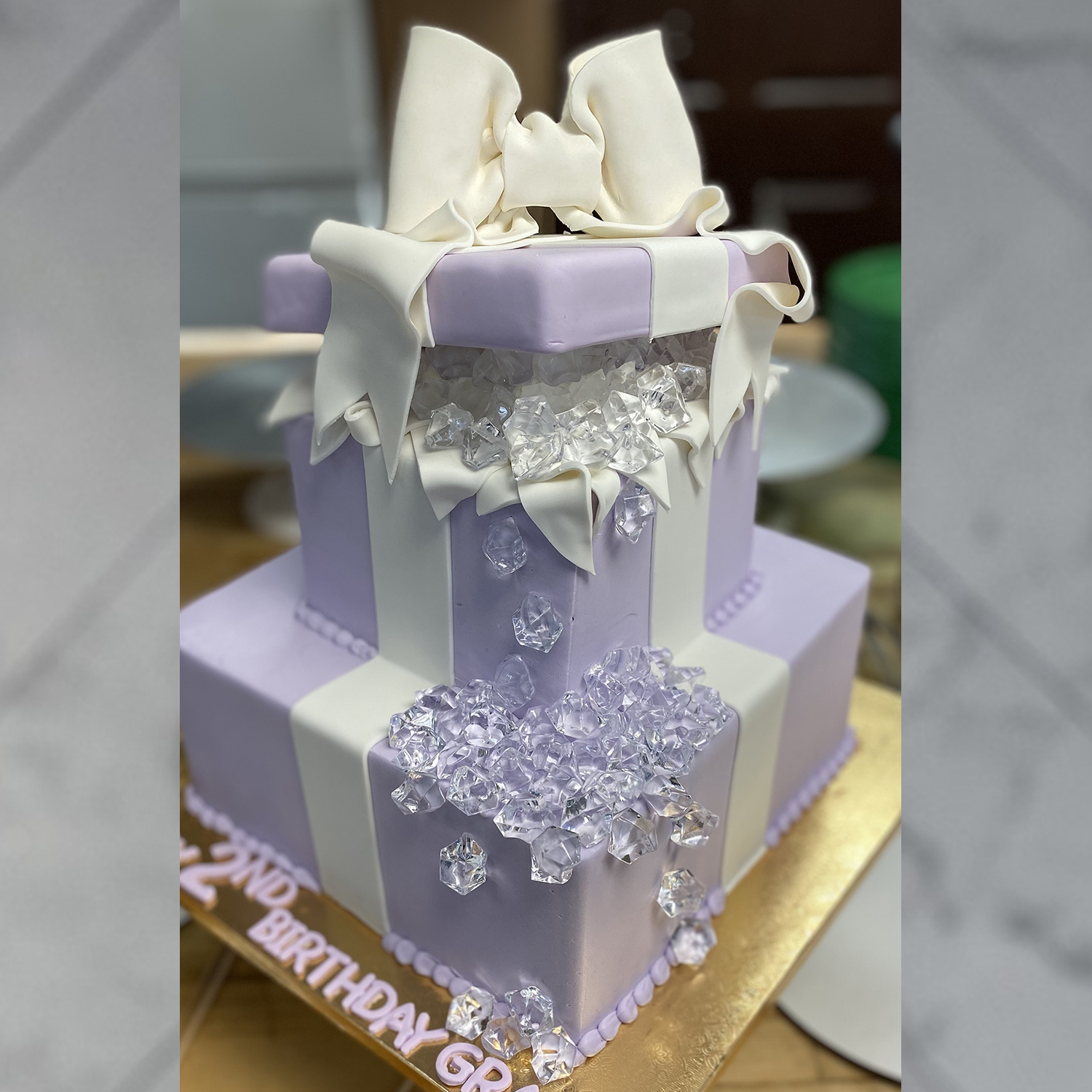 Purple Crystals Box Cake