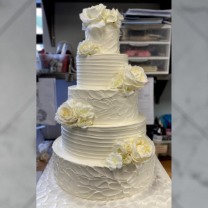 Cream Roses Wedding Cake