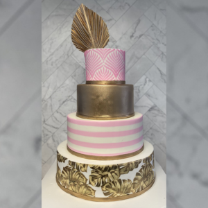 Pink & Gold Wedding Cake
