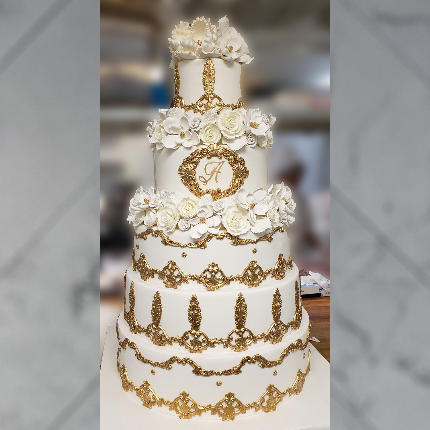 Gold Accents Wedding Cake