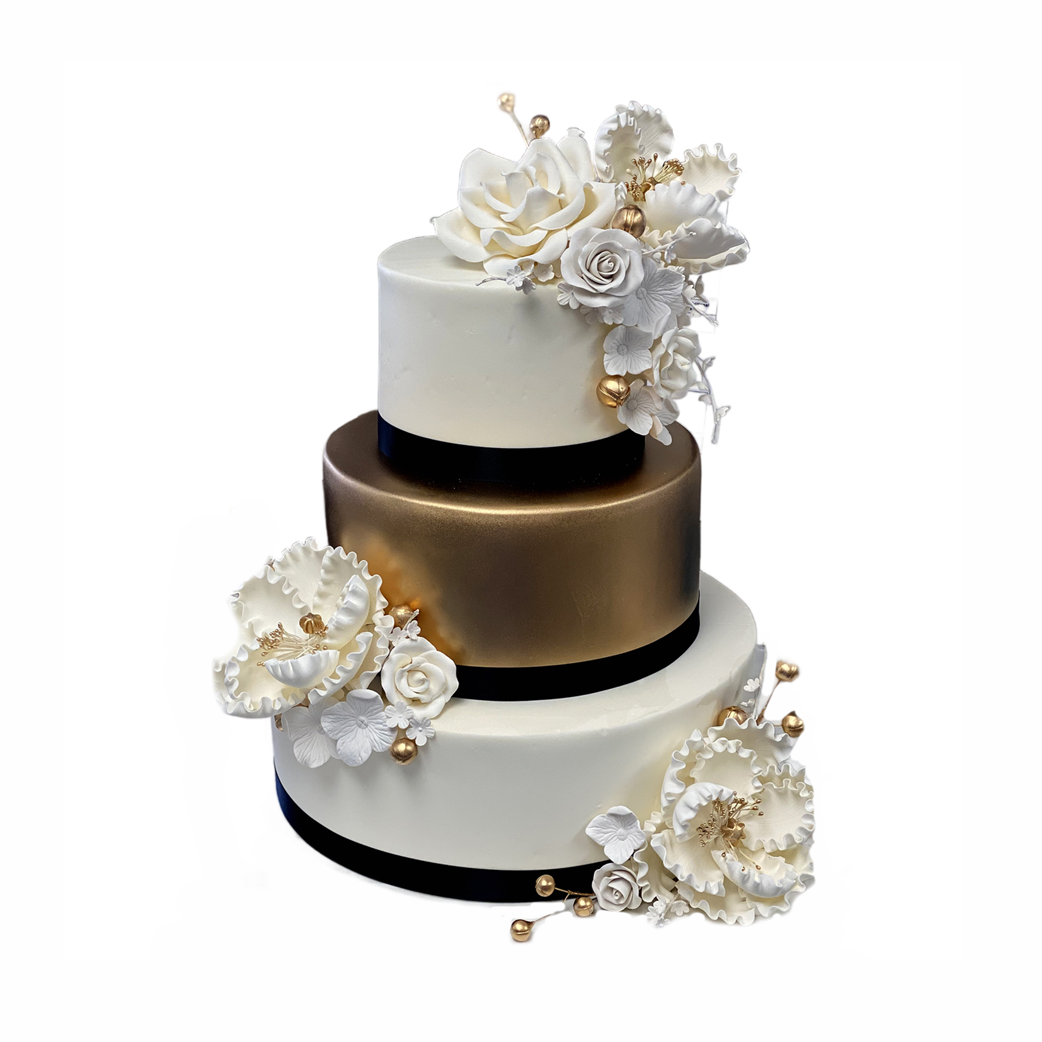 gold wedding cake