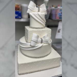 Bows and Bling Wedding Cake