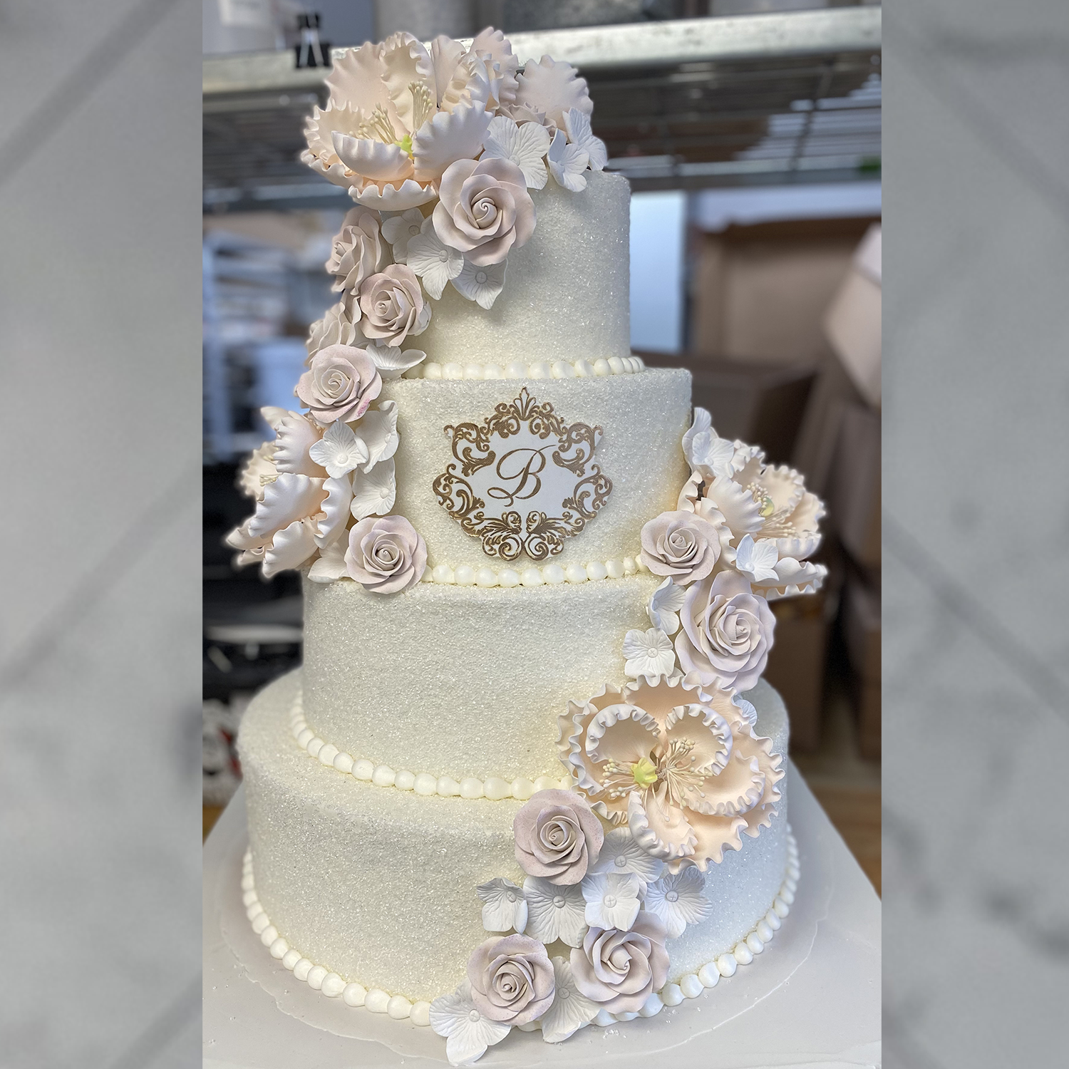 Pastel Roses Wedding Cake