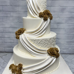 Golden Roses Wedding Cake