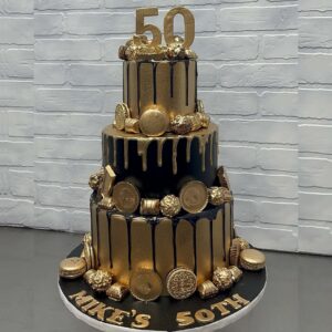 Styled Gold 50th Birthday Cake