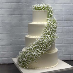 Baby's Breath Cascade Wedding Cake