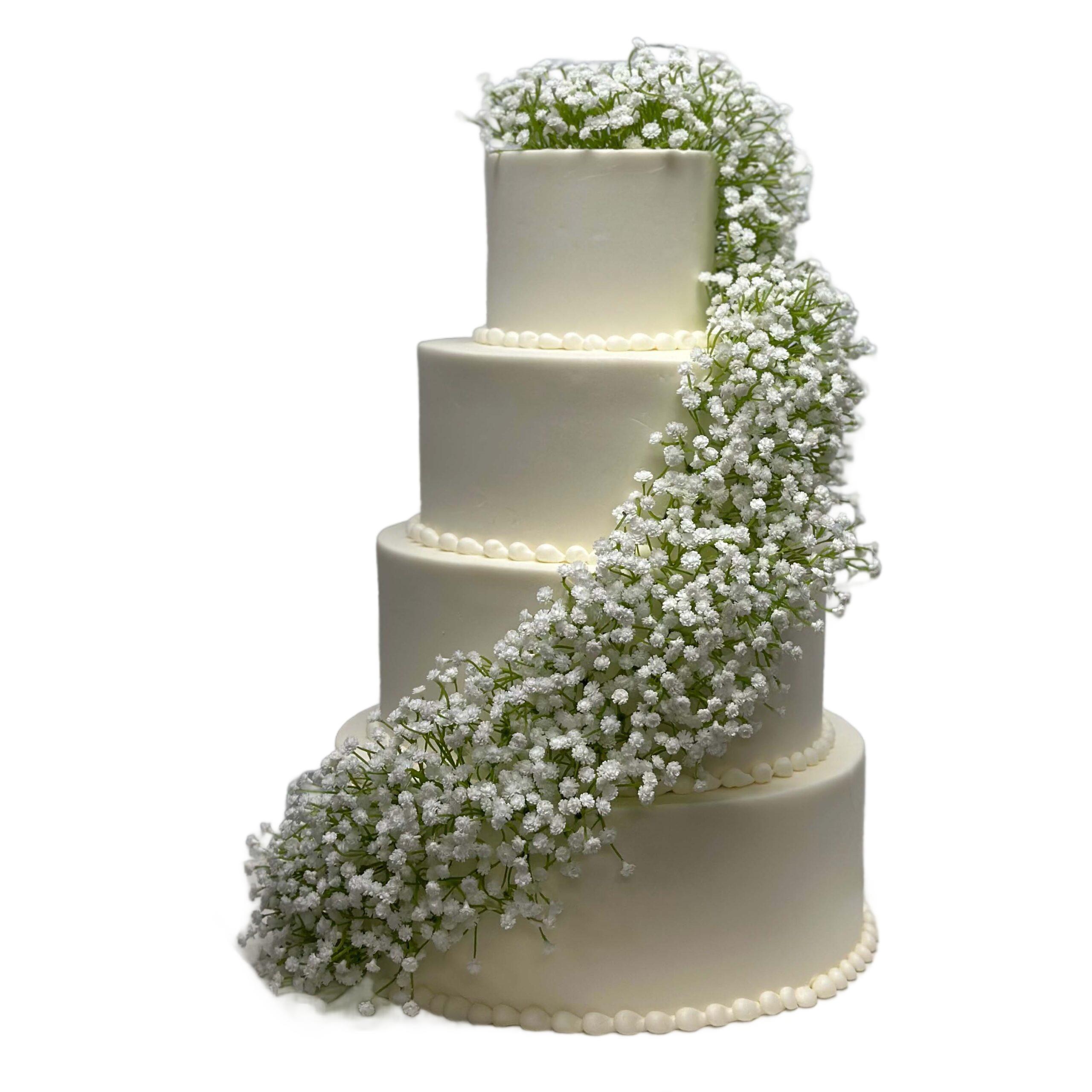 Baby_s Breath Cascade Wedding Cake