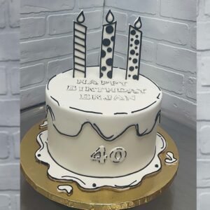 Black & White Cartoon Birthday Cake