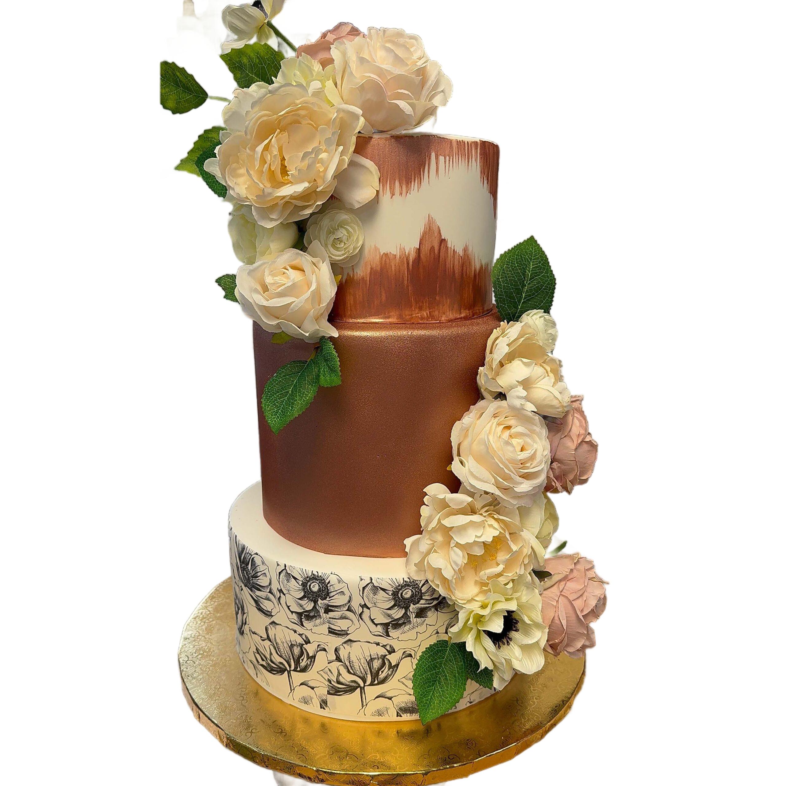 Copper & Anemones Wedding Cake