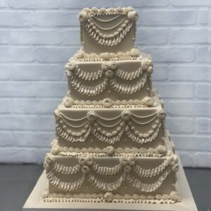 Draped Vintage Squares Wedding Cake