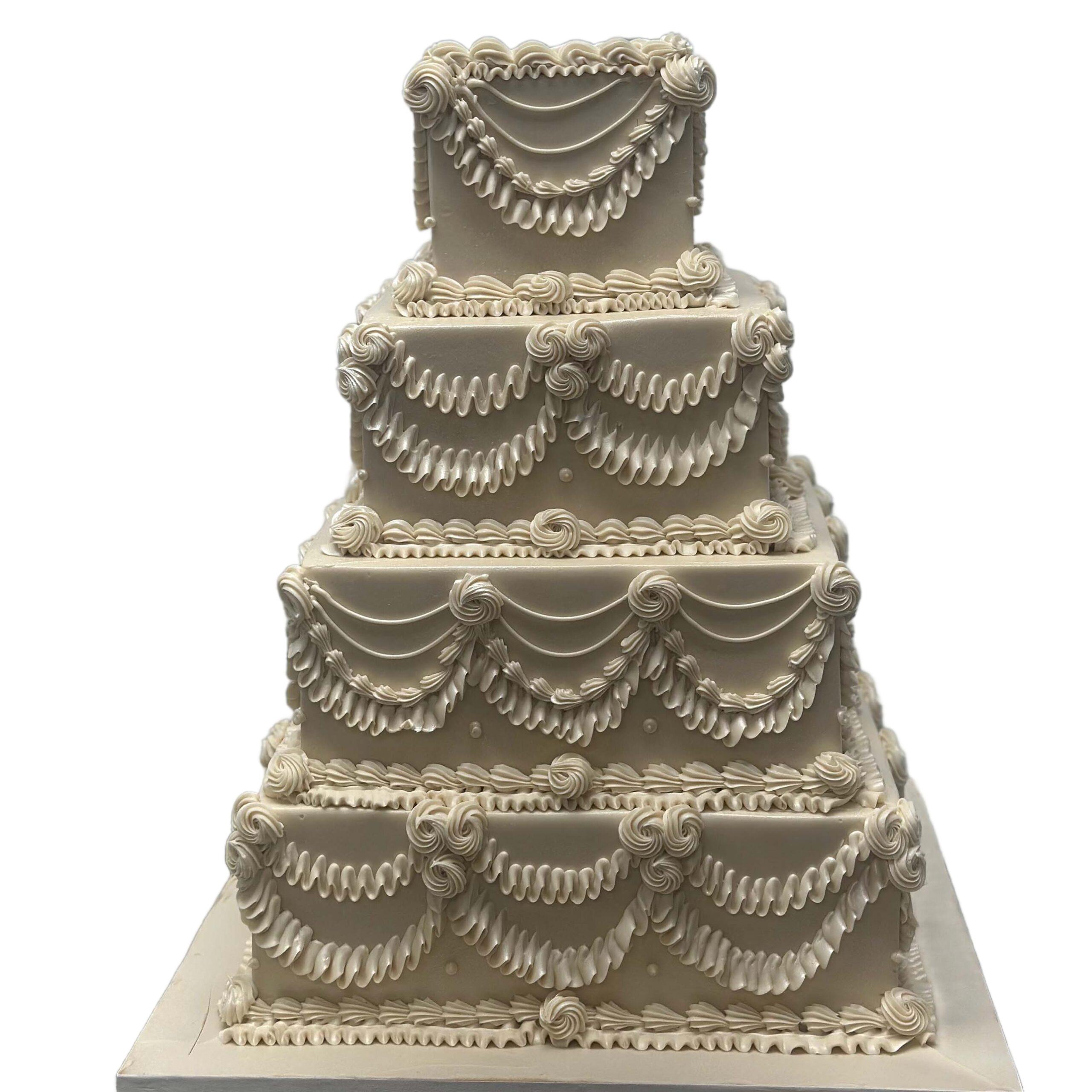 Draped Vintage Squares Wedding Cake