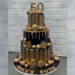 Gold & Black 50 Birthday Cake