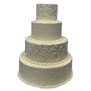 Intricate Swirls & Pearls Wedding Cake
