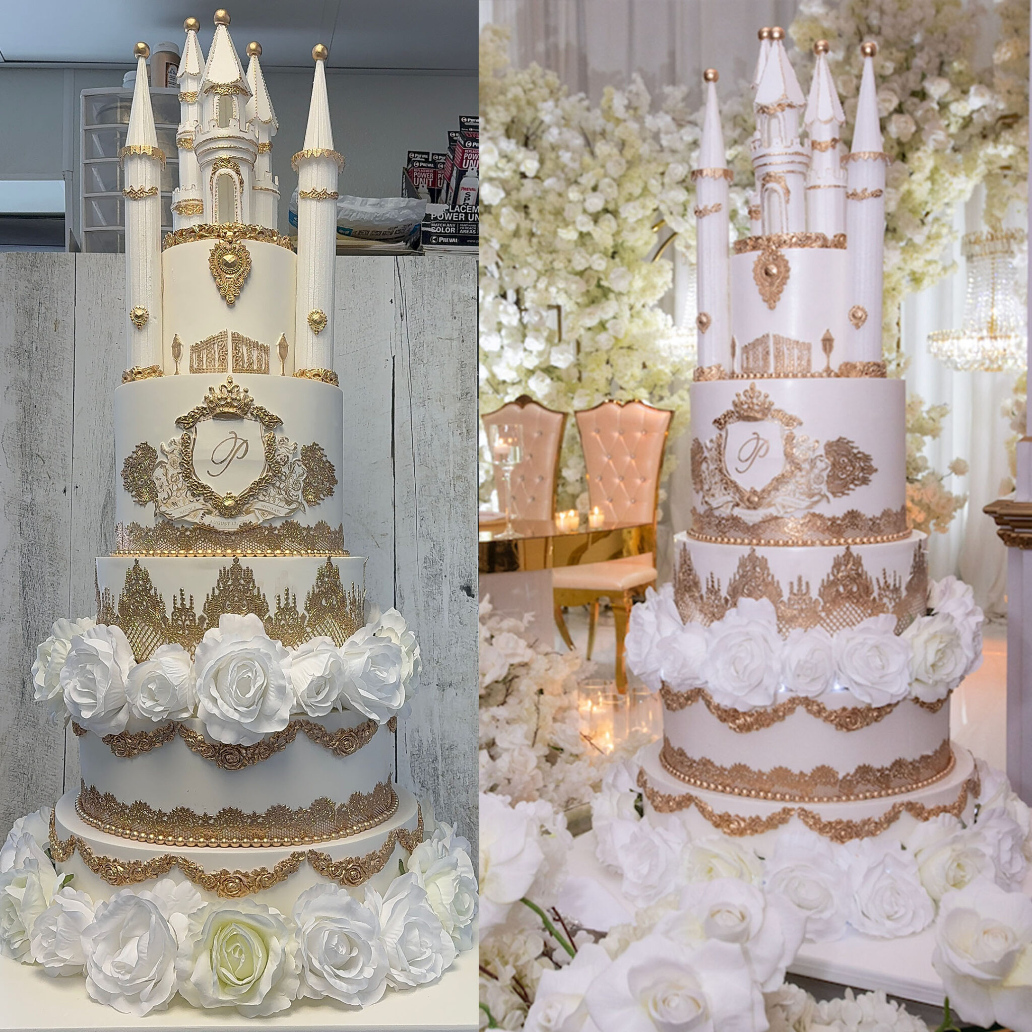 Monogrammed Castle Wedding Cake - Palermo Custom Cakes