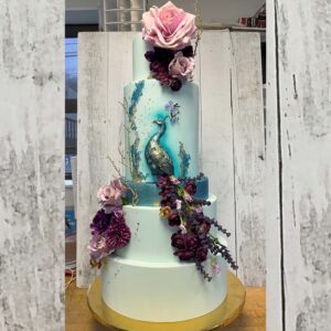 Peacock Florals Wedding Cake