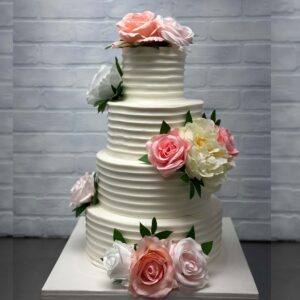 Pink Blooms Wedding Cake