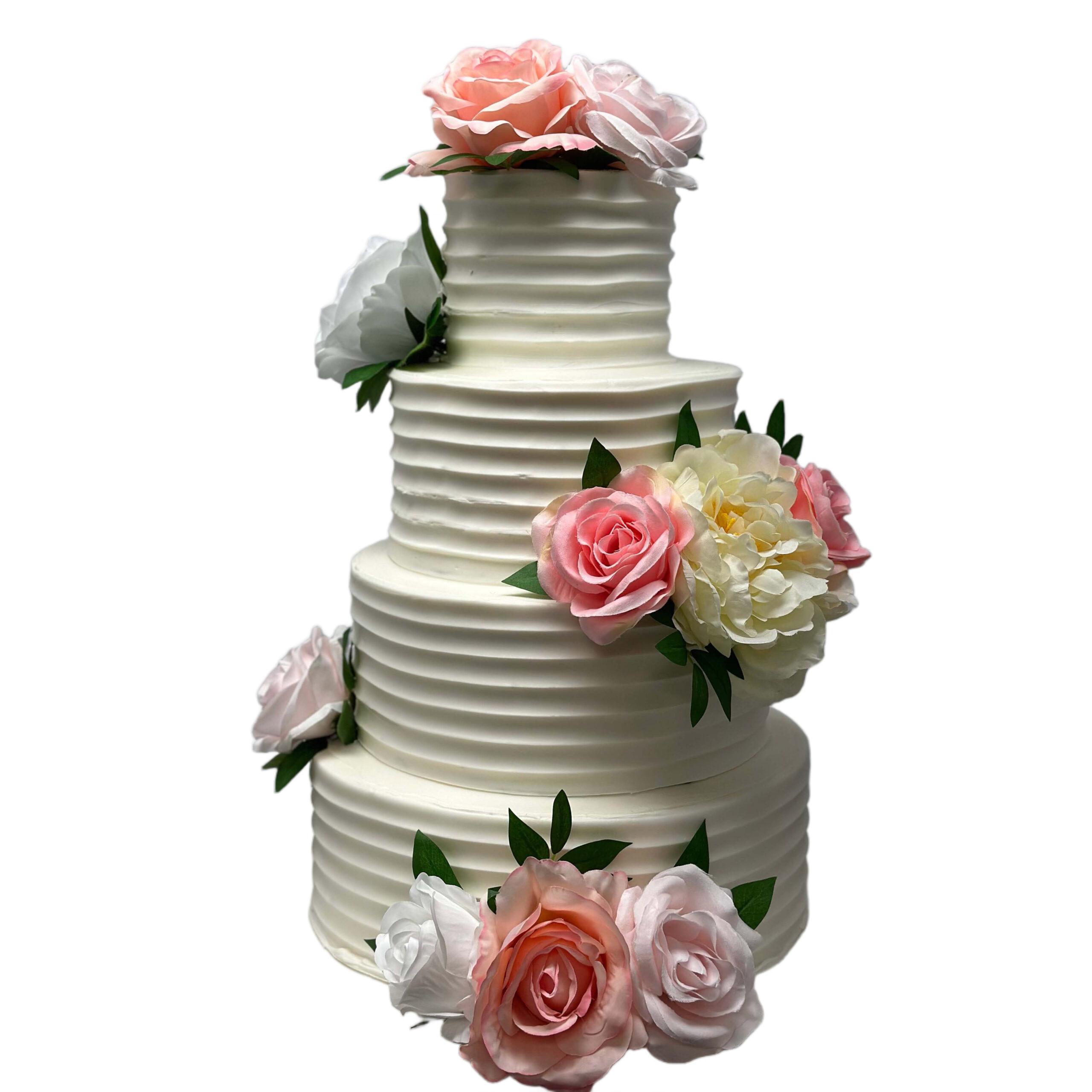 Pink Blooms Wedding Cake