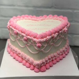 Pretty in Pink Vintage Heart Birthday Cake