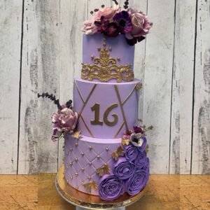 Purple Sweet 16 Princess Birthday Cake