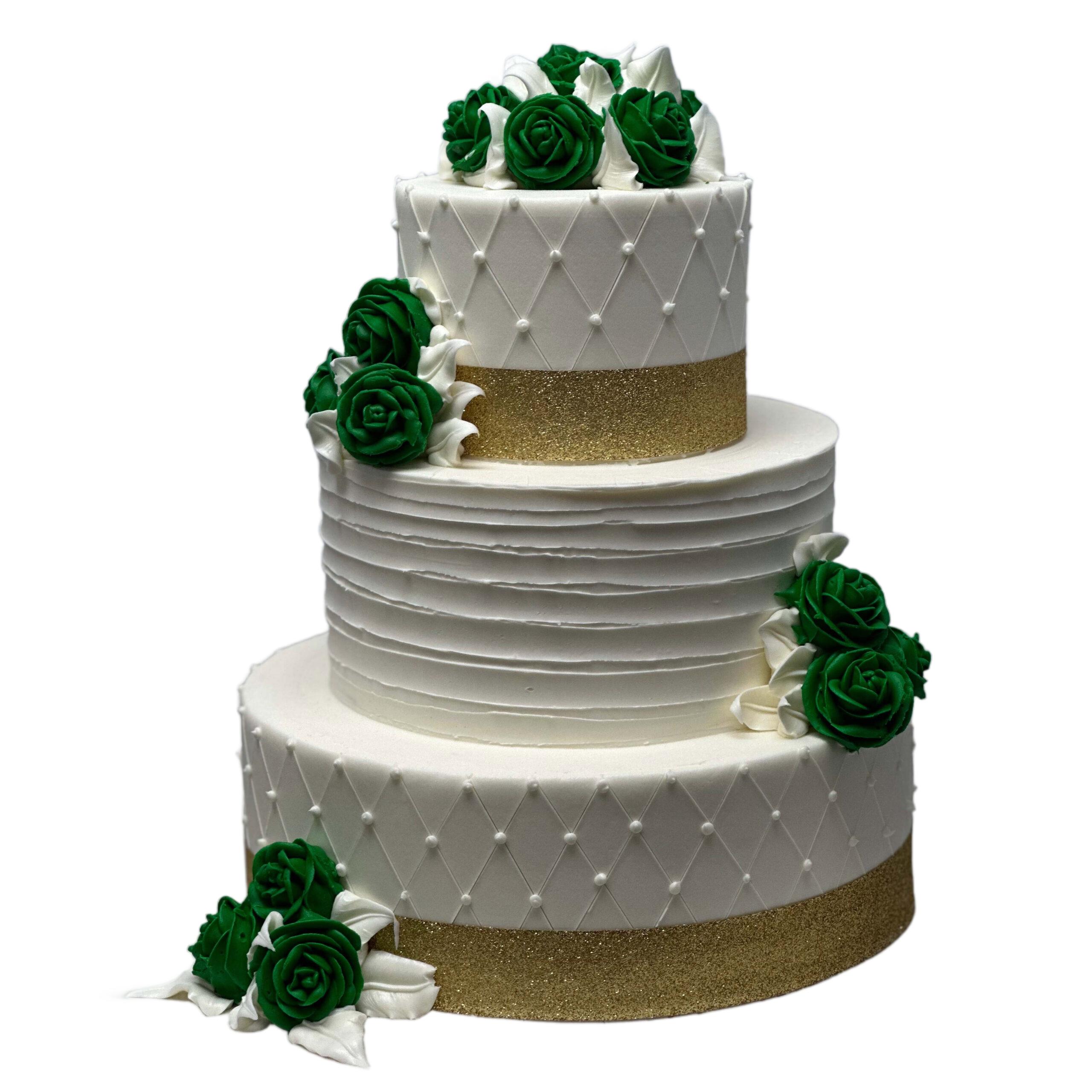 Quilted Emerald Wedding Cake