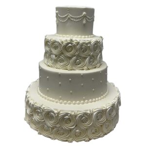 Rosette Pearl Drapes Wedding Cake