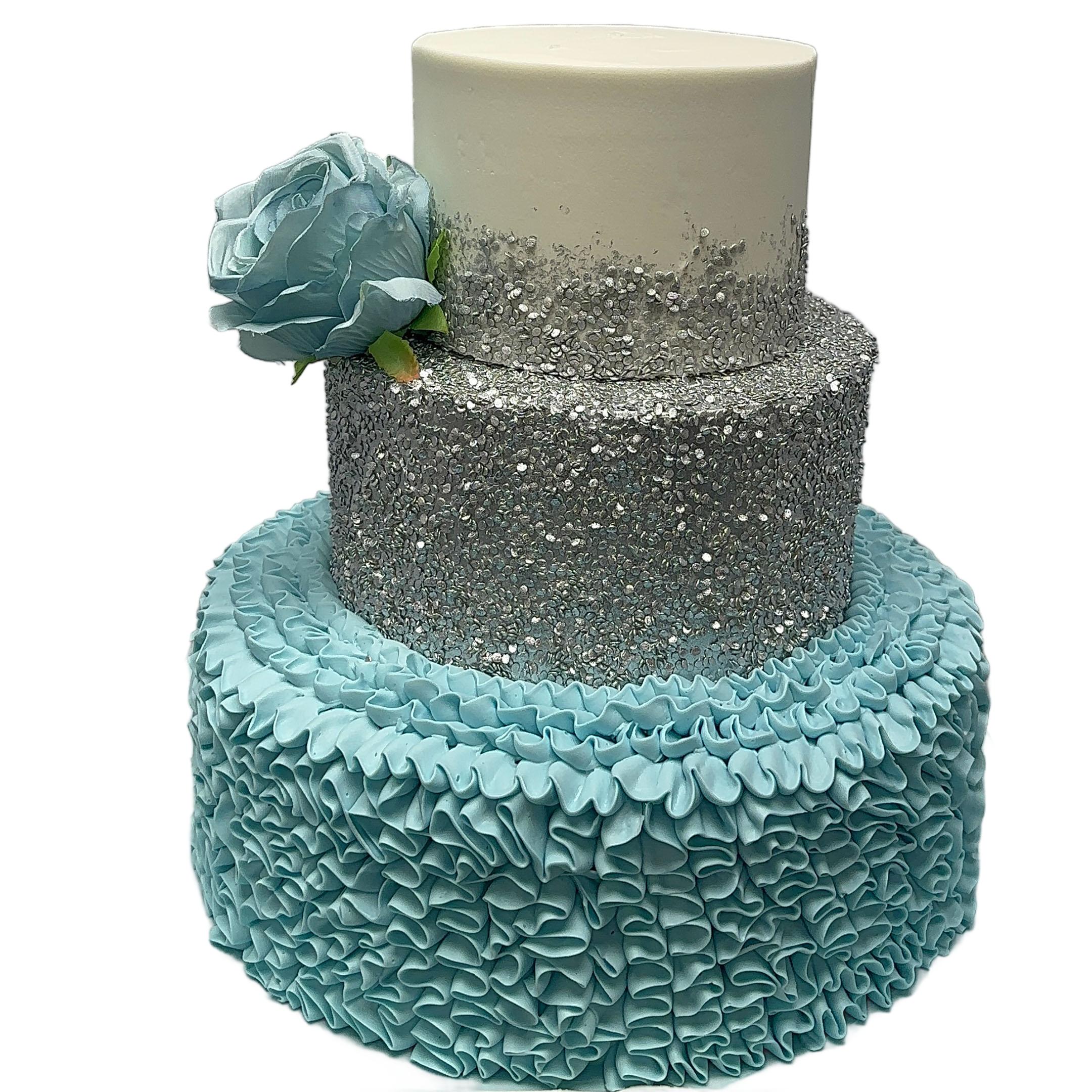 Shimmery Blue Sparkle Birthday Cake