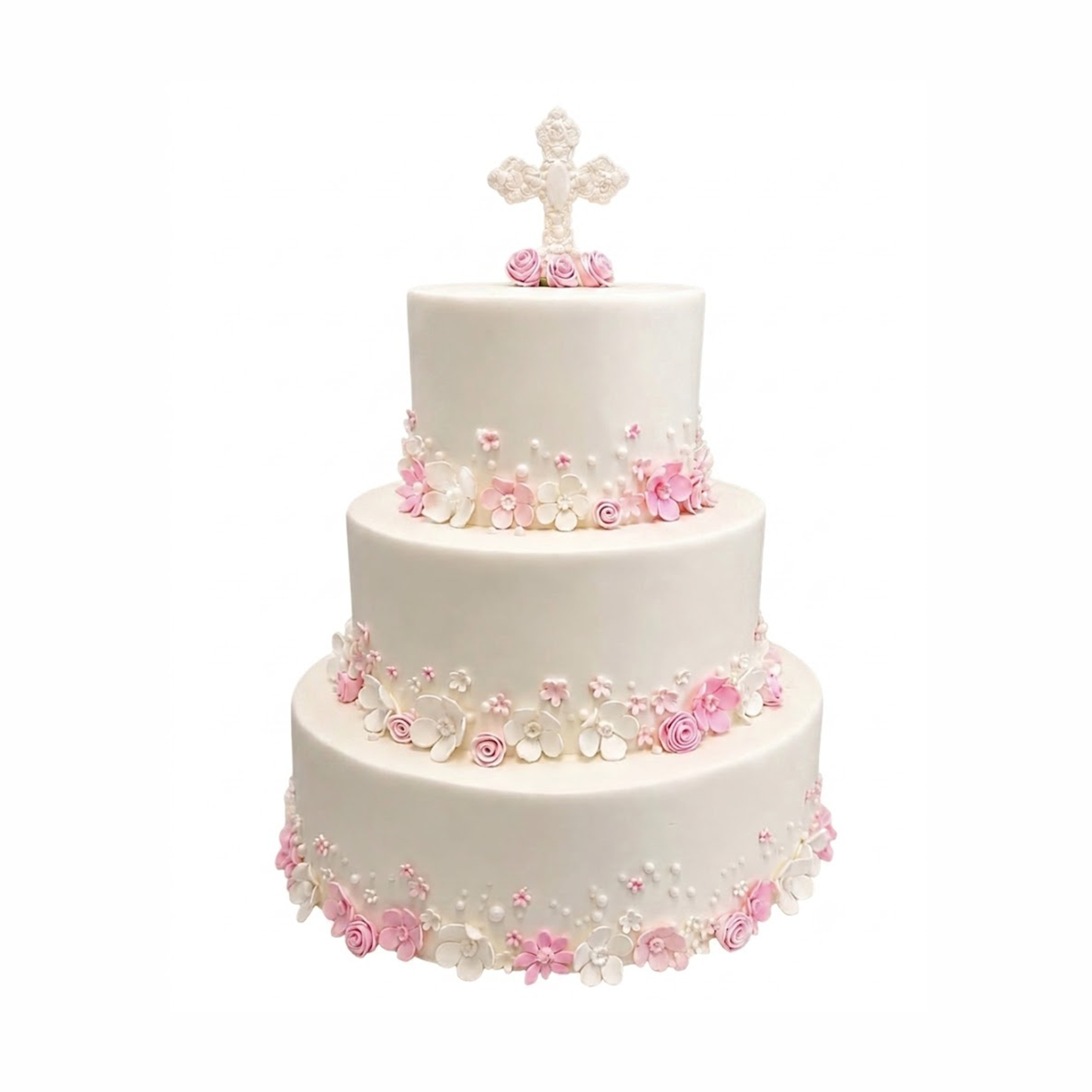 Flower & Pearls Communion Cake