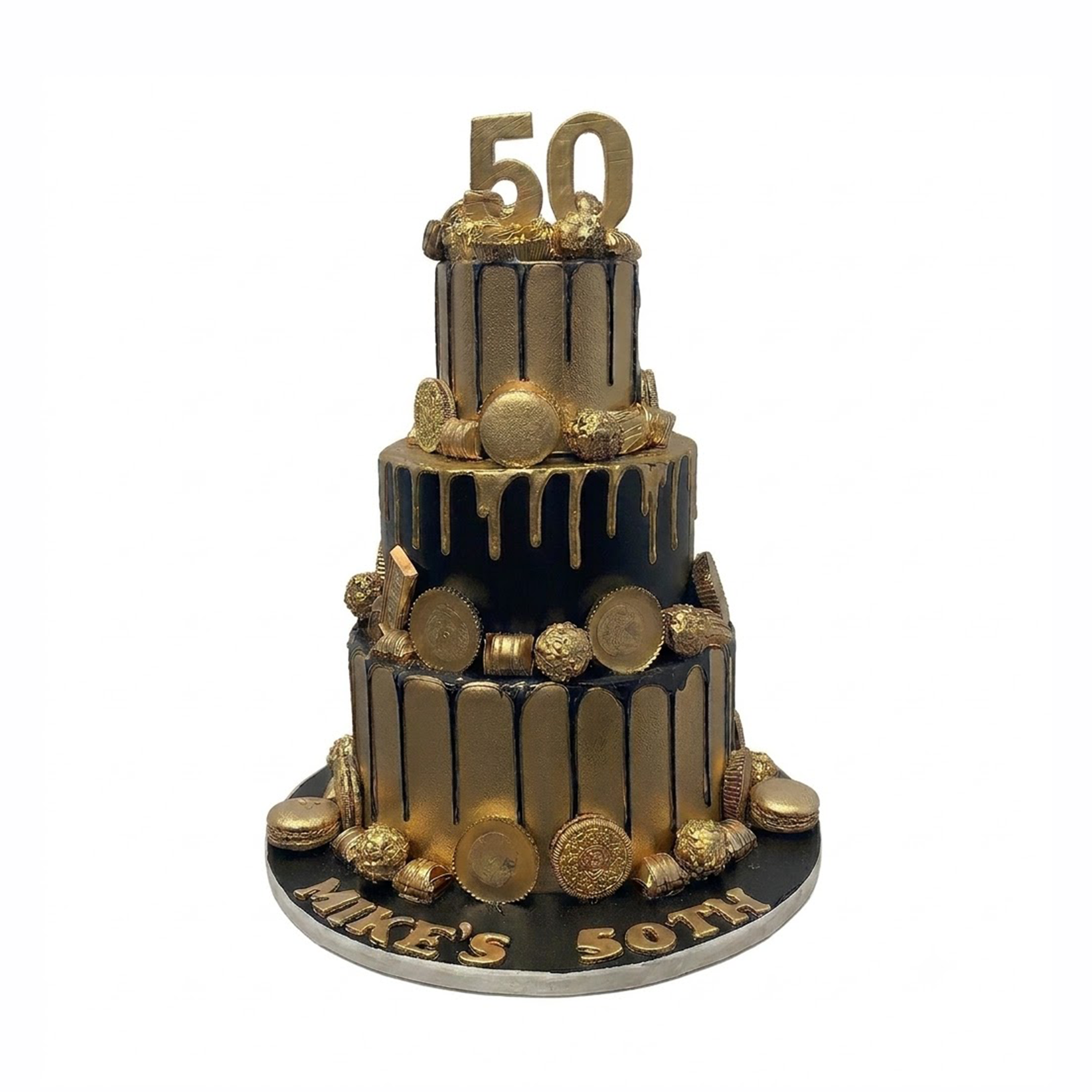Gold & Black 50 Birthday Cake