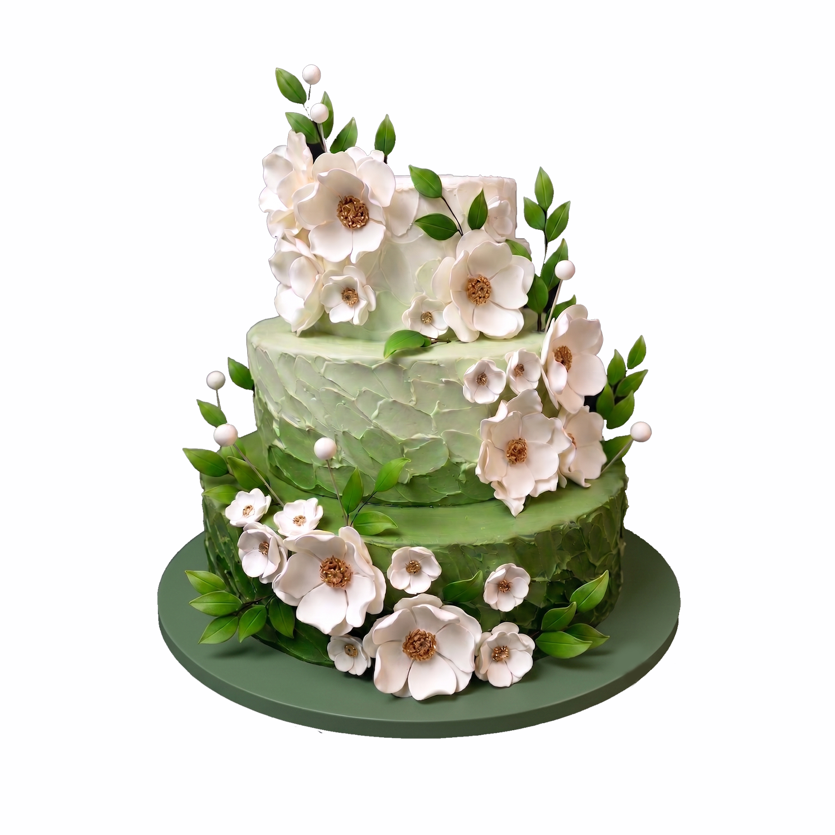 Green Florals Cake