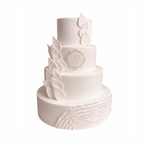 Timeless Fondant Leaves Wedding Cake
