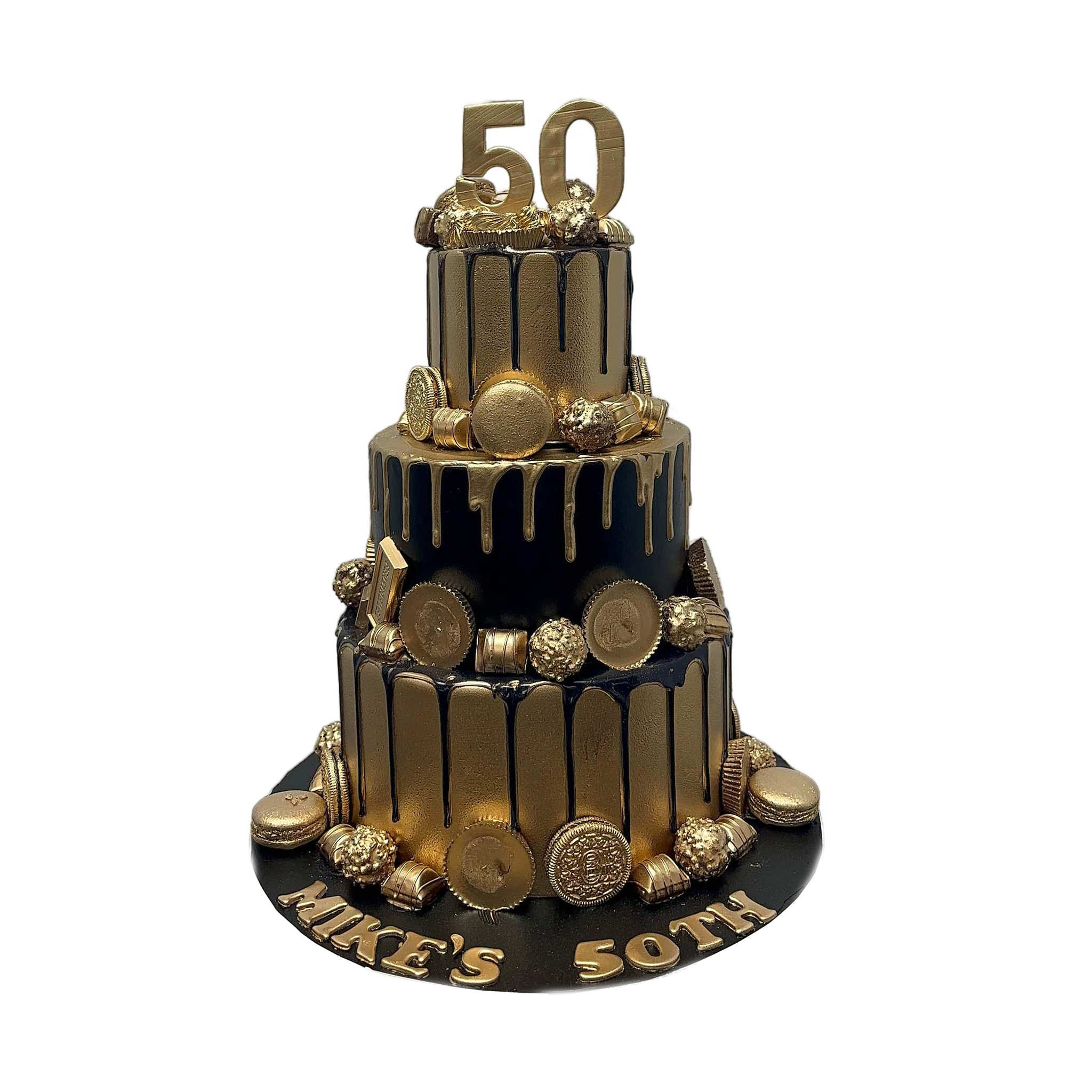 gold birthday cake