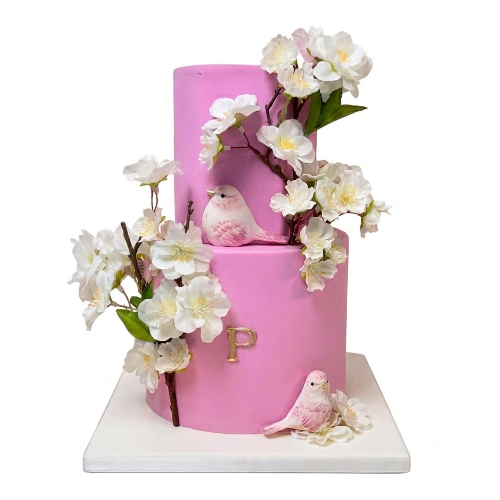 pink floral cake